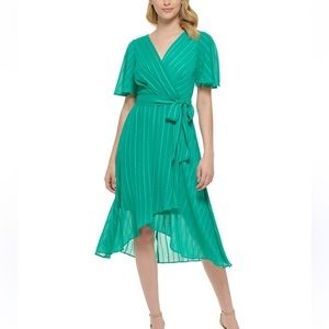 Tommy Hilfiger Green Ella Striped Belted Dress Size 4